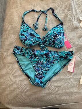 Lilly Pulitzer Bright Pink Tag with Navy Bikini Accent
